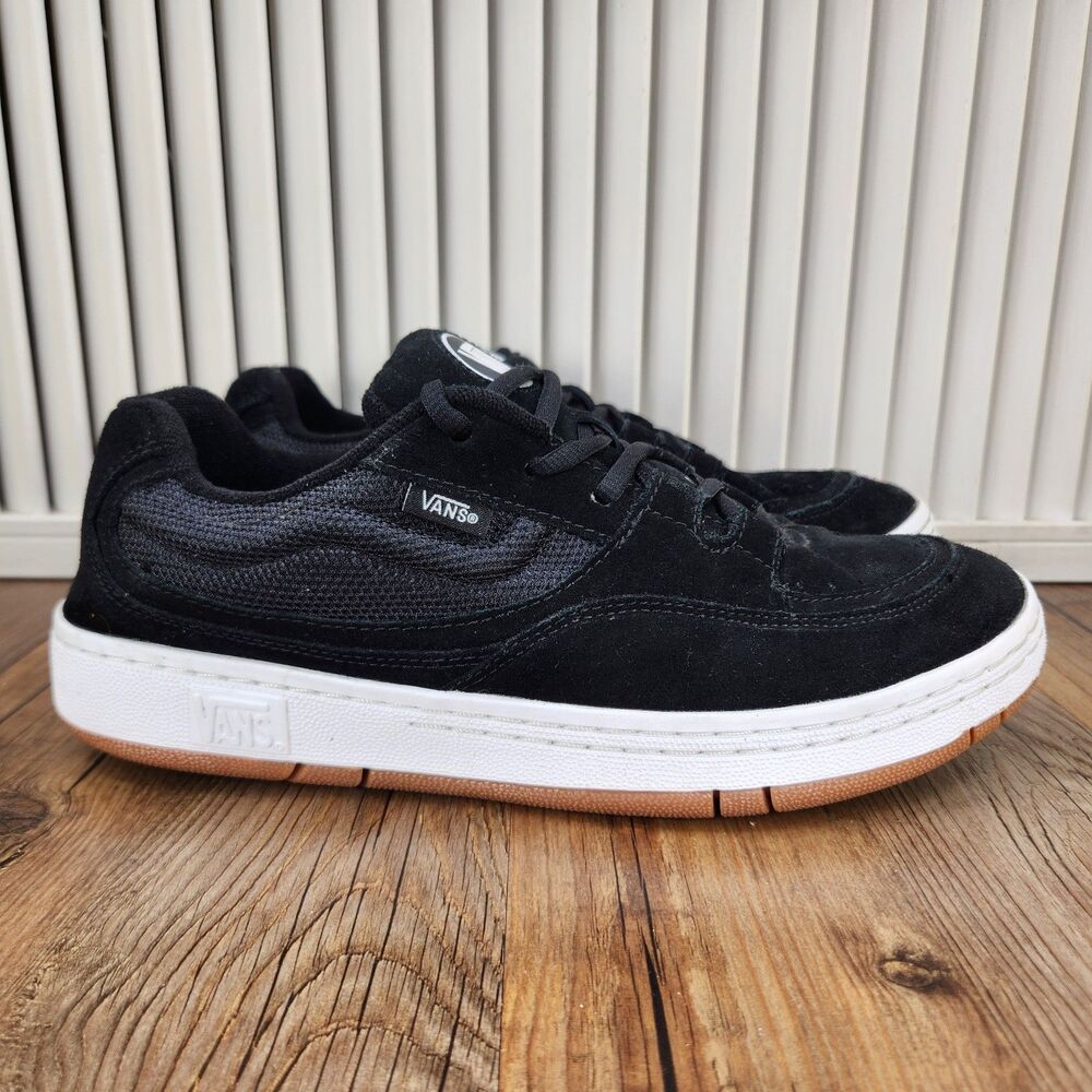 Vans Speed LS Skate Sneakers Mens Sz 9.5 Black White Suede Gum Sole Skater Shoes